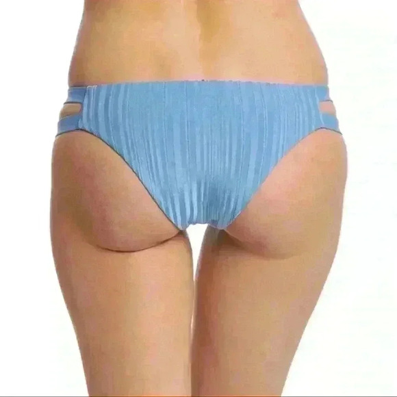 Chloe Sea Blue Slinky Rib Mini Swim Bottom - Picture 2 of 7
